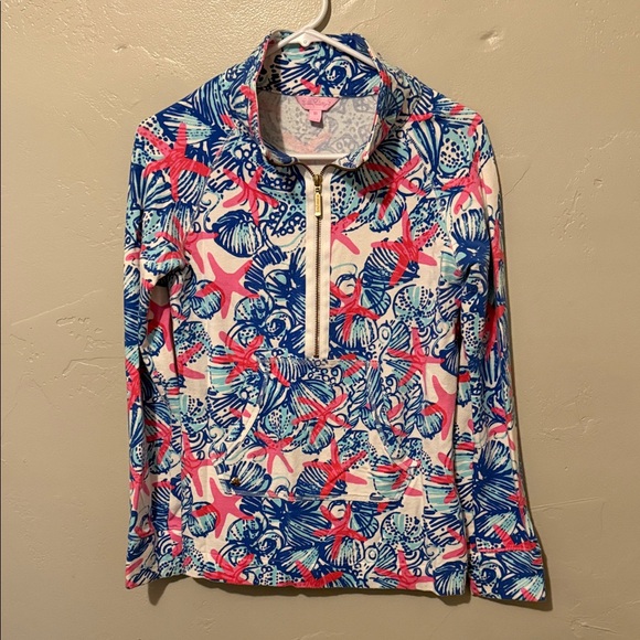 Lilly Pulitzer Jackets & Blazers - Lilly Pulitzer Vibrant Blue and Pink Quarter Zip Jacket XSmall